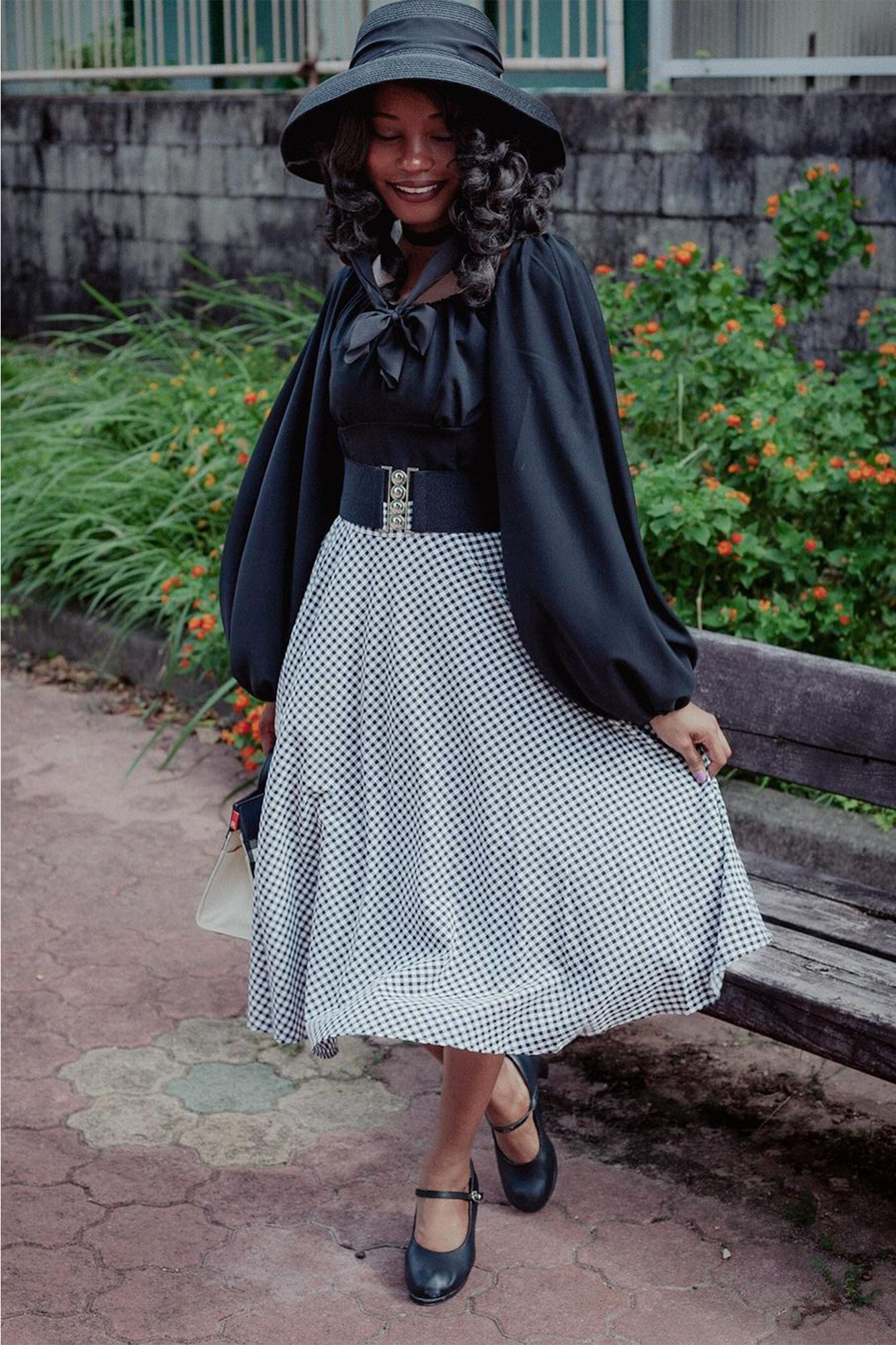 Bianca Circle Skirt in Black and White Gingham