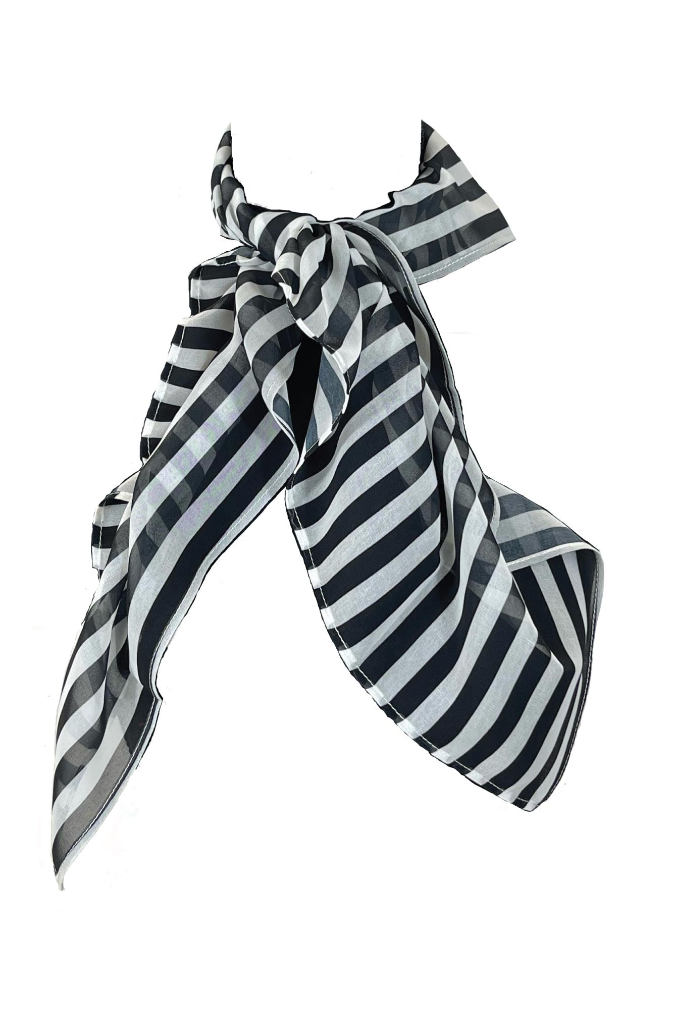 Scarf in Black with White Stripes