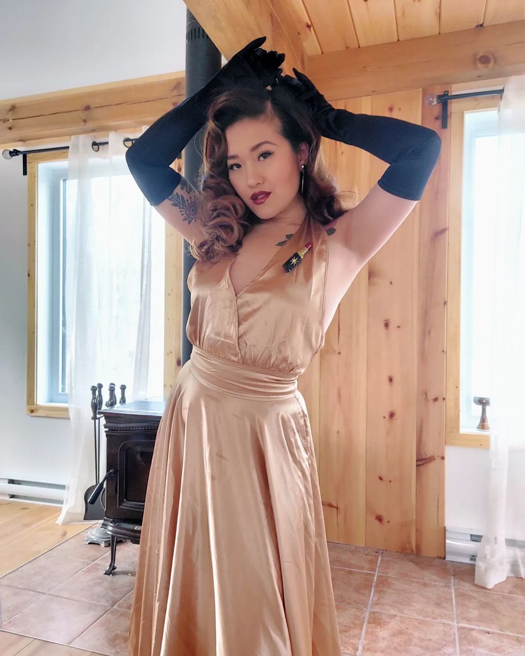 Isabella Halter Dress in Golden Goddess - Tatyana Clothing Isabella Halter Dress in Golden Goddess - Tatyana Clothing