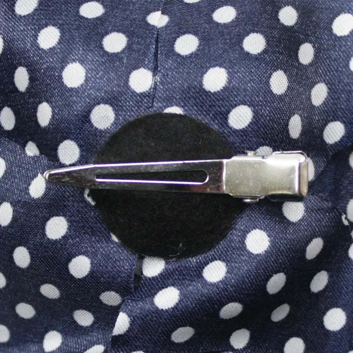 Navy Blue and White Polka Dot Hair Clip