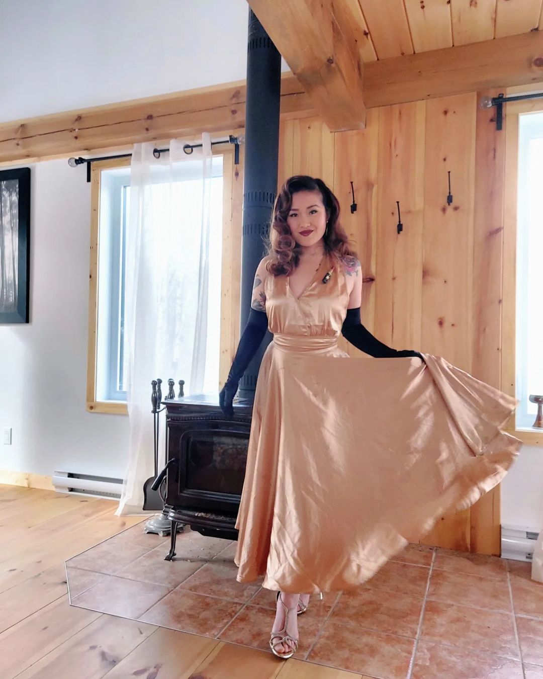 Isabella Halter Dress in Golden Goddess - Tatyana Clothing Isabella Halter Dress in Golden Goddess - Tatyana Clothing