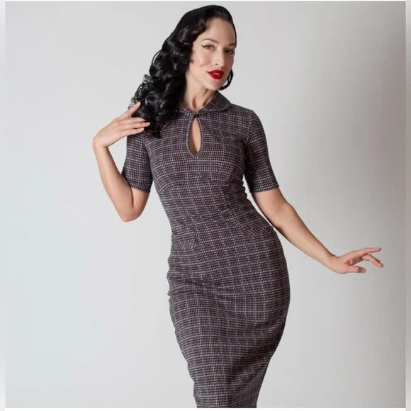 Audrey Pencil Dress in Houndstooth