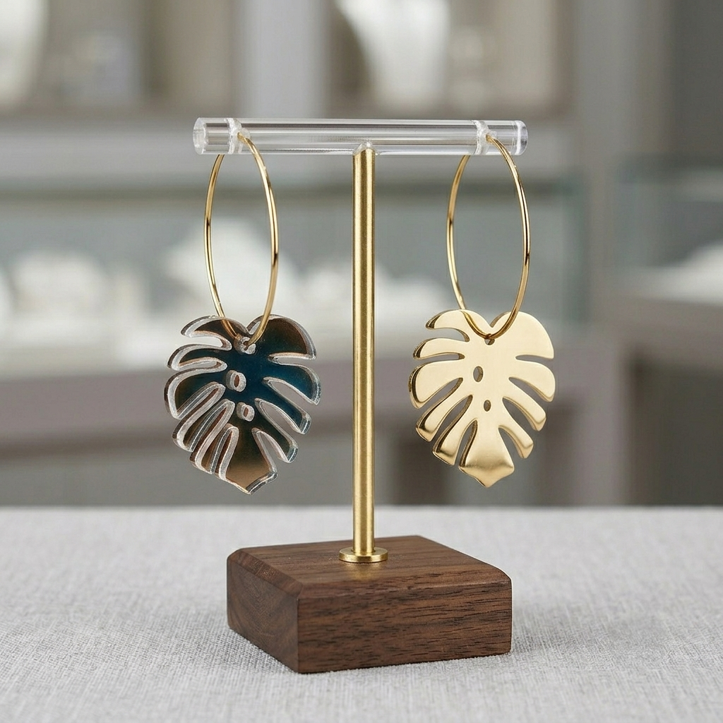 Clear Acrylic Monstera Earrings