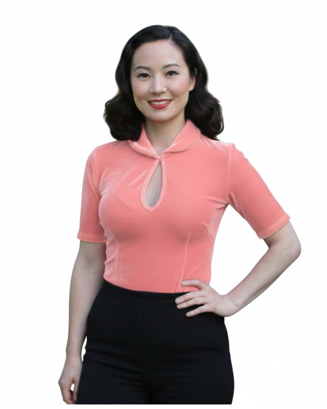 Keynote Vintage-Inspired Blouse in Velvet