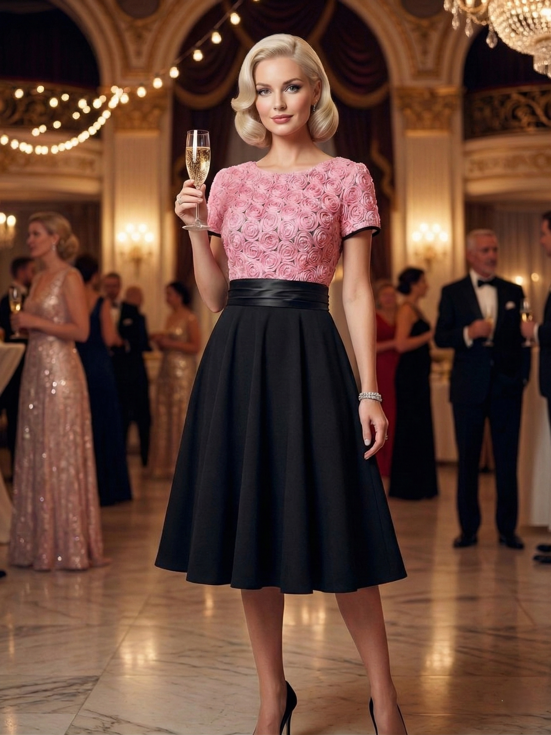 Pink Roses Dress - SAMPLE