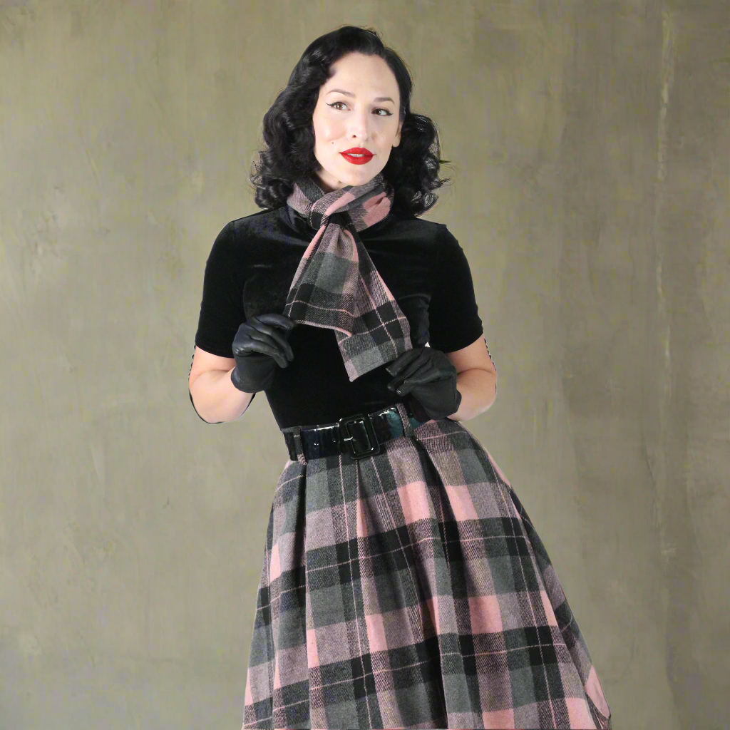 Flare Skirt Red Plaid Skirt 1950s Tabitha Retro Circle Skirt