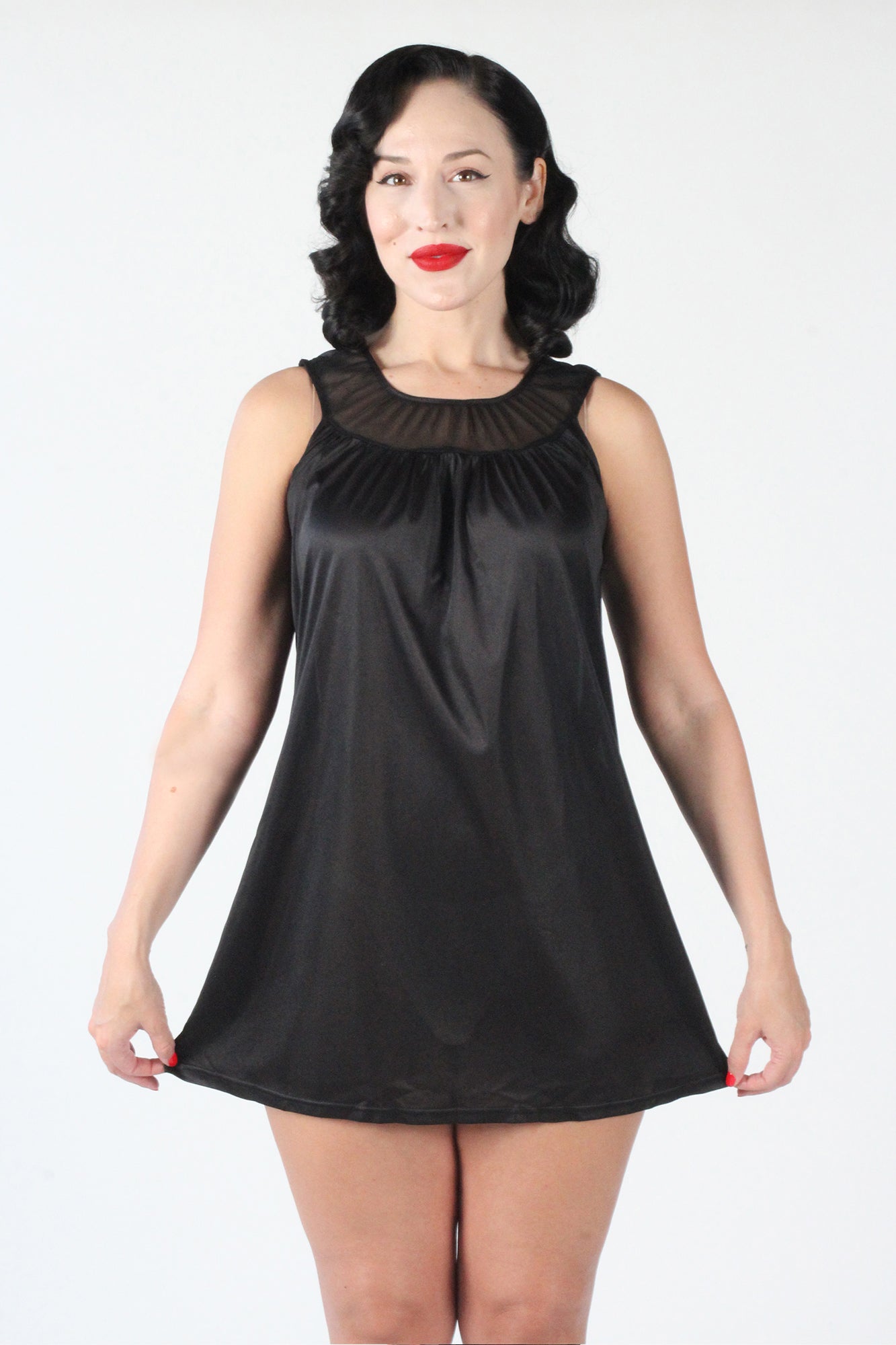 Pillow Talk Nightgown Set in Black (Short) - Tatyana Clothing