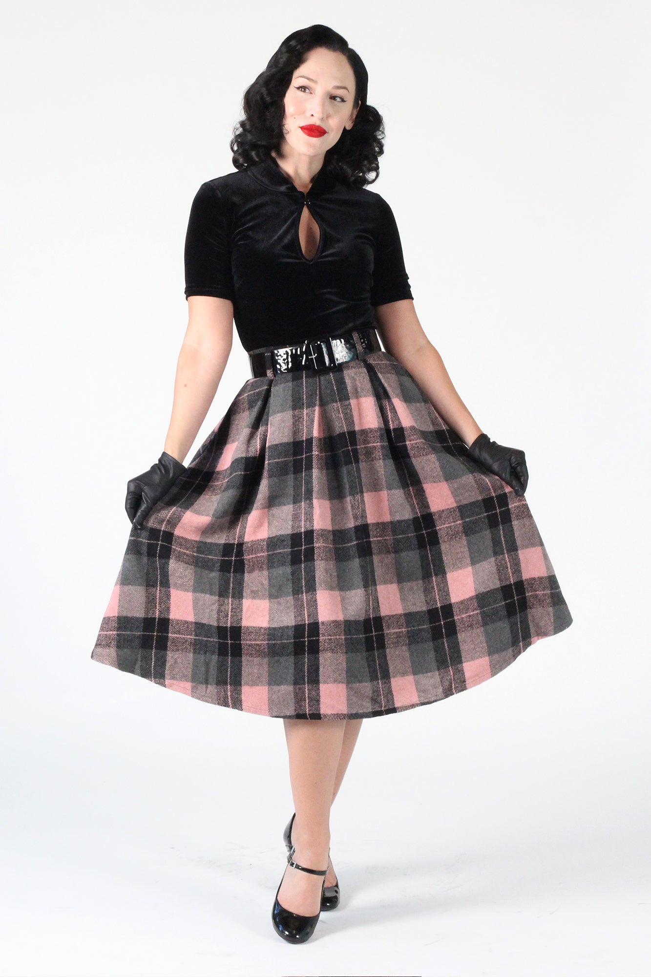 Tabitha Skirt & Scarf in Pink/Black