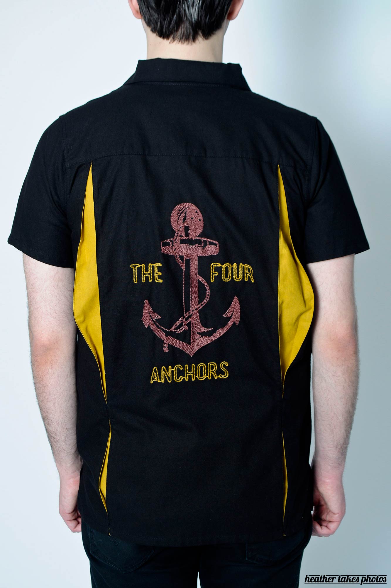 Four Anchors Diamond Stripe Men's Bowling Shirt