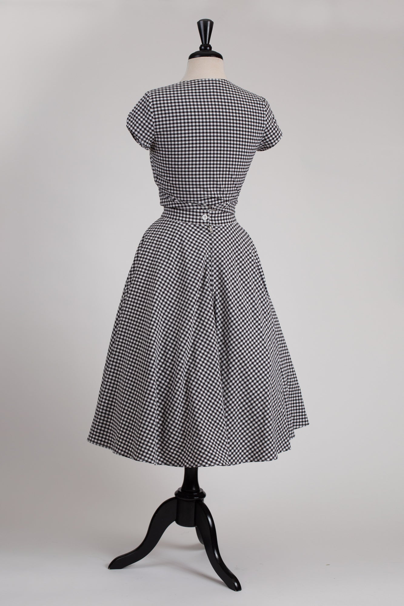 Ava Tie-Top Blouse in Black and White Gingham