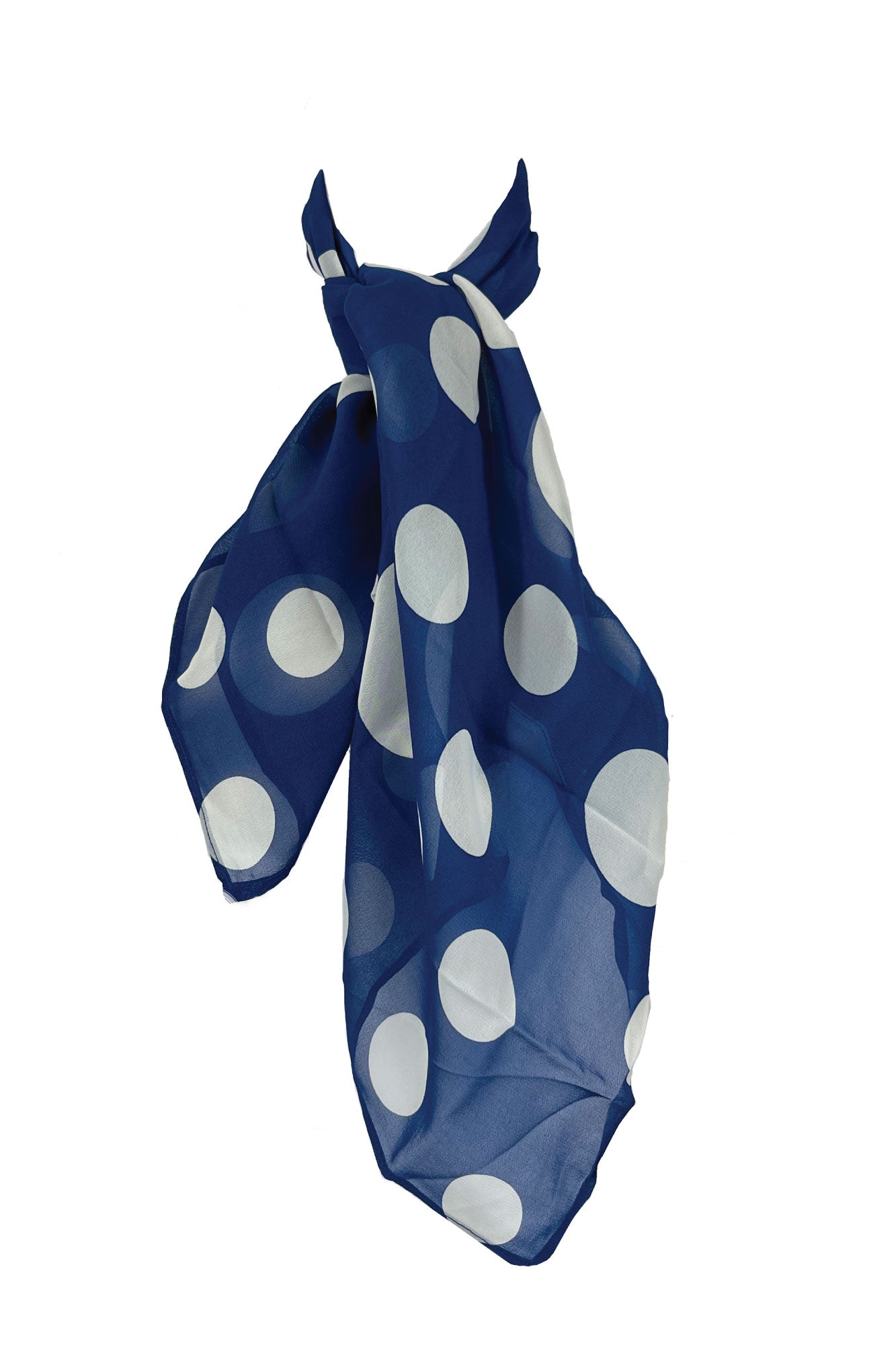 Blue Scarf With Big White Polka-Dots