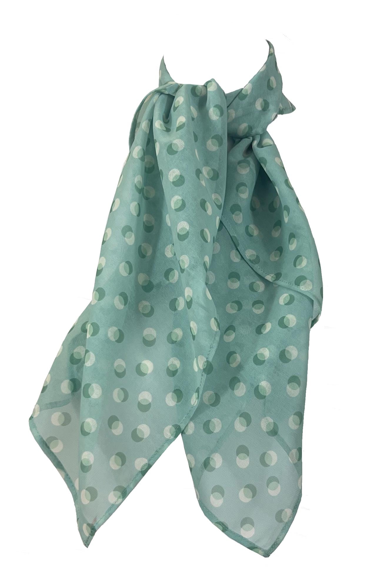 Scarf in Green with Green & White Polka Dots