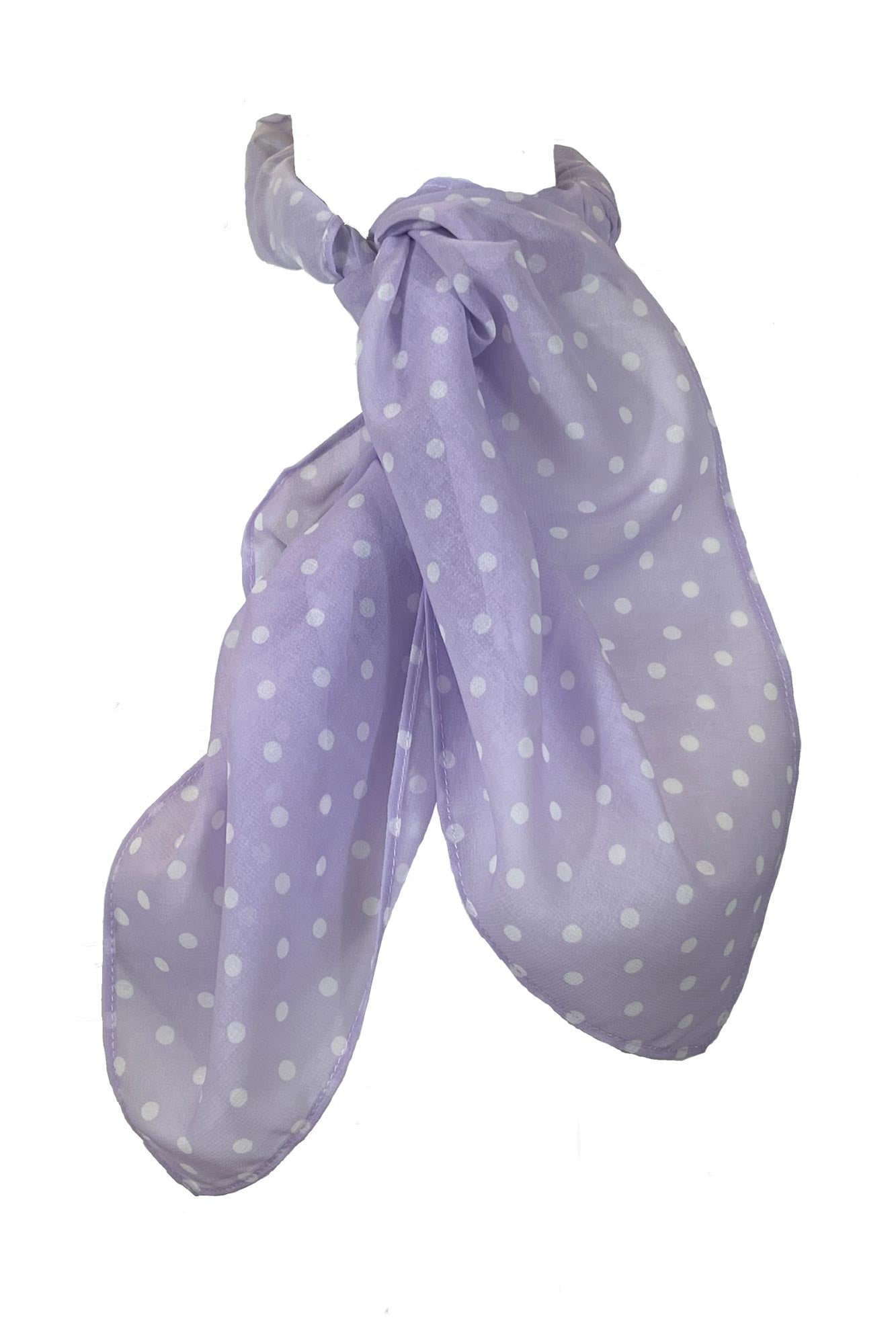 Scarf in Lilac with White Polka Dots