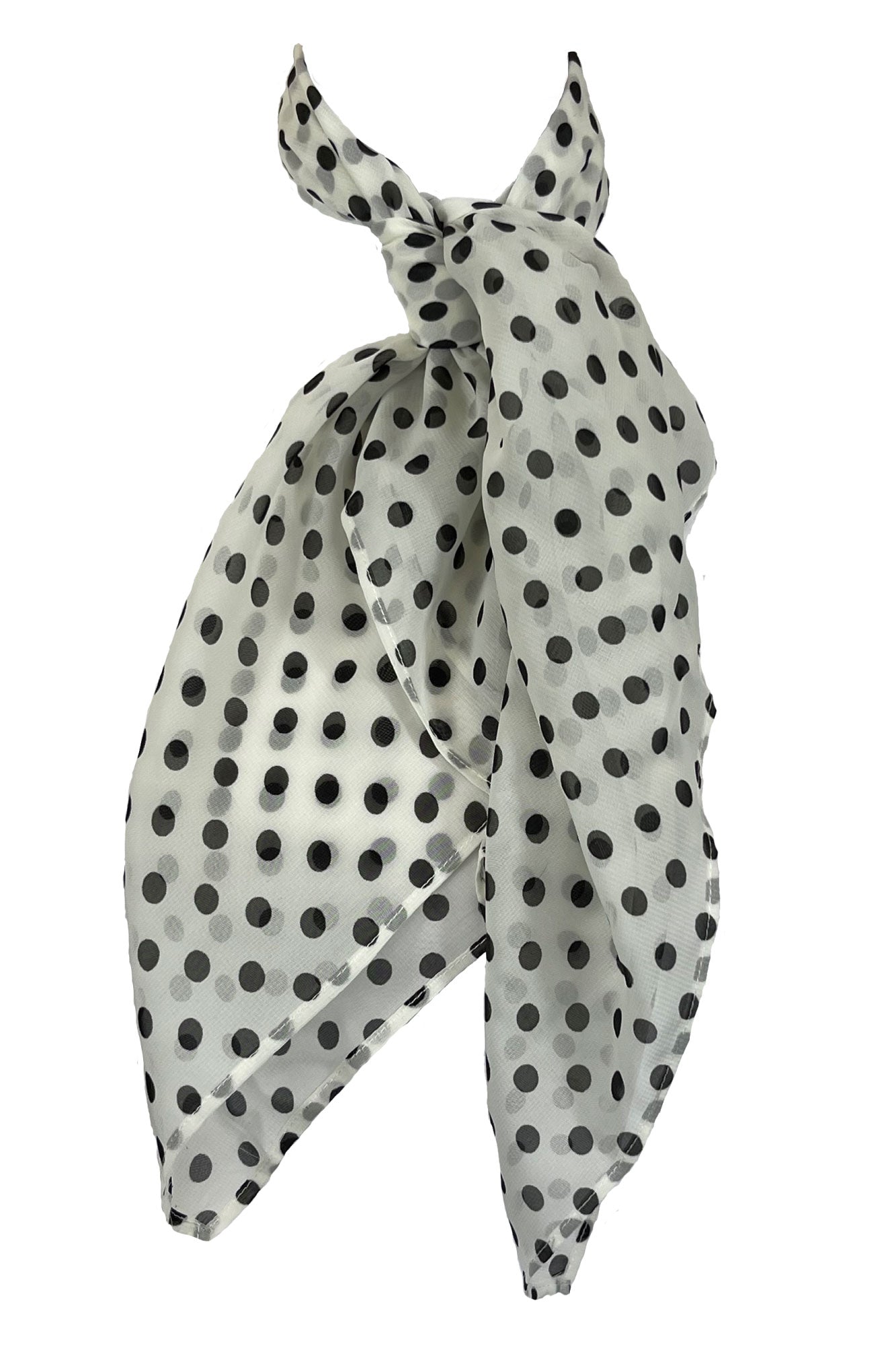 Scarf White With Black Polka-dots