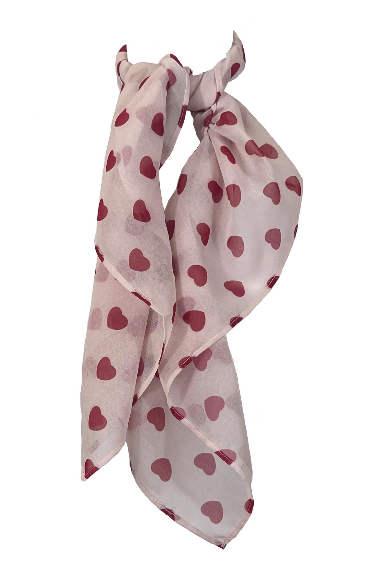 Scarf in Pink with Red Hearts
