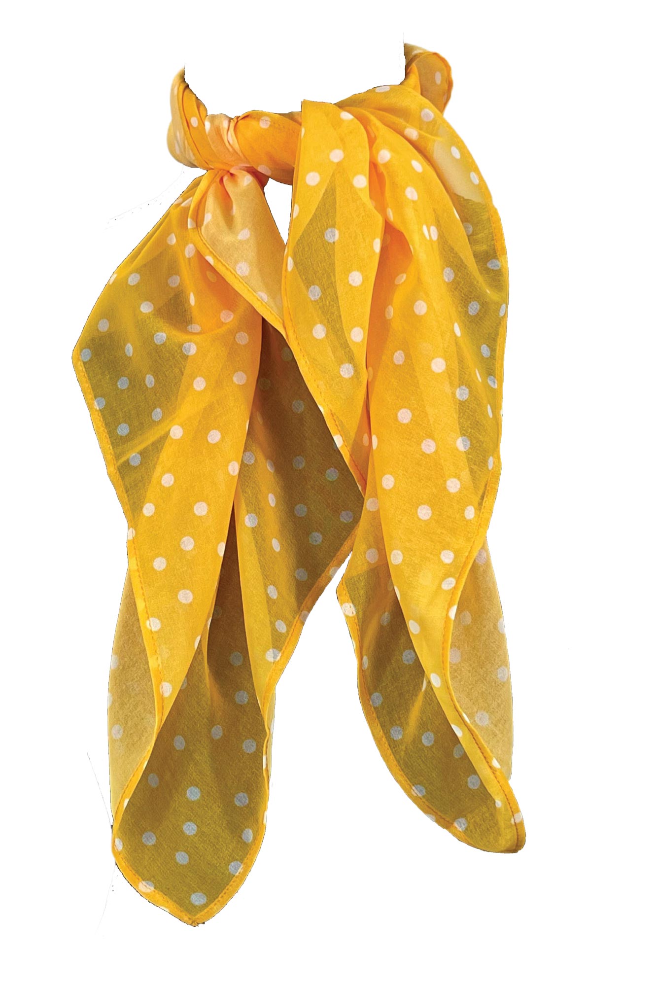 Scarf in Yellow with White Polka Dots