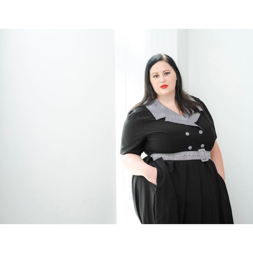 plus size black swing dress Unique Vintage Plus Size Black Floral Mesh Cutout Swing Dress